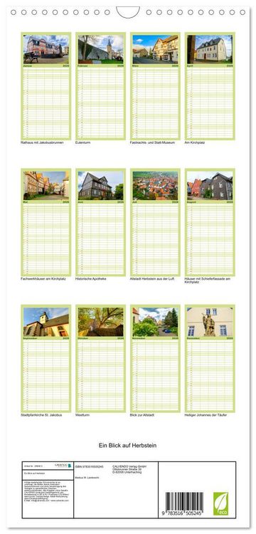 Produktbild: Familienplaner 2026 - Ein Blick auf Herbstein mit 5 Spalten (Wandkalender, 21 x 45 cm) CALVENDO