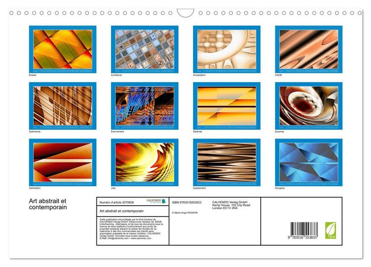 Produktbild: Art abstrait et contemporain (Calendrier mural 2026 DIN A3 vertical), CALVENDO calendrier mensuel