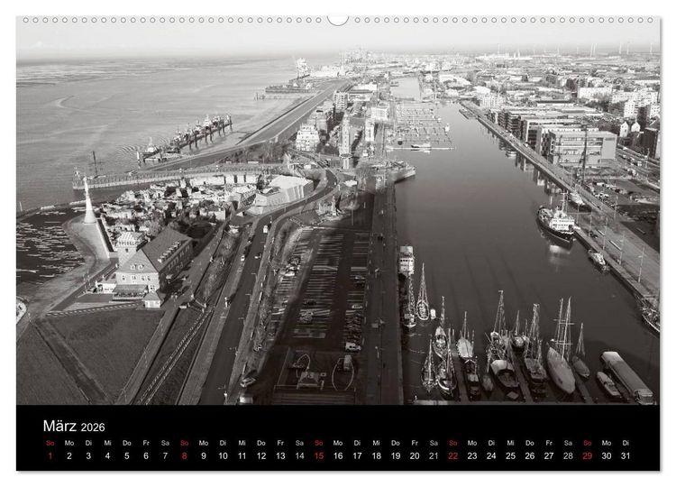 Produktbild: Bremerhaven - Blickpunkte Schwarzwei&szlig; (hochwertiger Premium Wandkalender 2026 DIN A2 quer), Kunstdruck in Hochglanz