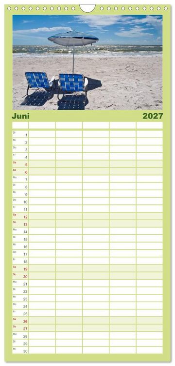 Produktbild: Familienplaner 2027 - Sonne, Strand & Meer mit 5 Spalten (Wandkalender, 21 x 45 cm) CALVENDO