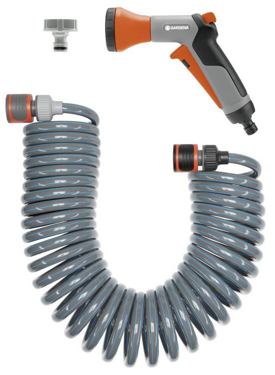 Produktbild: GARDENA 04647-20 Spiralgartenschlauch-Set Schlauch-Innen-&Oslash;=6.1 mm 10 m 1/4 Zoll 1 St. Grau, Orange