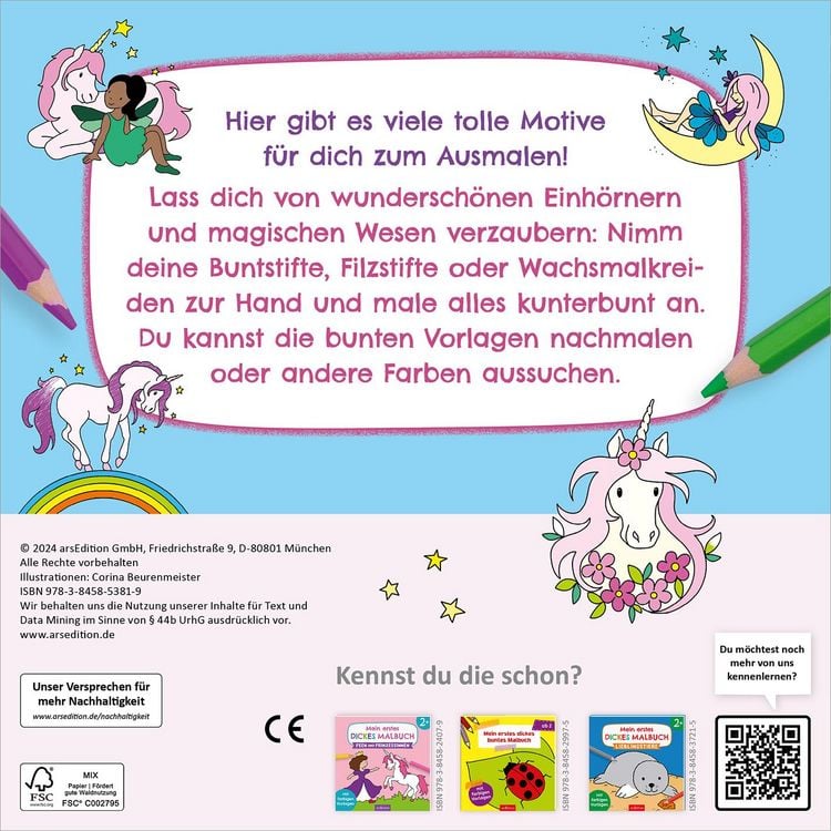 Produktbild: Mein erstes dickes Malbuch ab 2 &ndash; Einh&ouml;rner