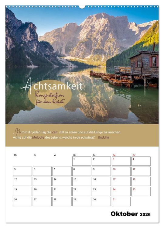 Produktbild: Zitate Wegbegleiter, mit Spr&uuml;chen durch das Jahr by VogtArt (hochwertiger Premium Wandkalender 2026 DIN A2 hoch), Kunstdruck in Hochglanz