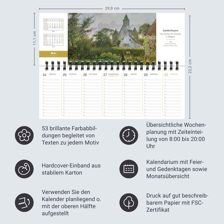 Produktbild: Die Welt der Kunst Premium-Tischplaner 2027 - Wochenkalender mit 53 Meisterwerken