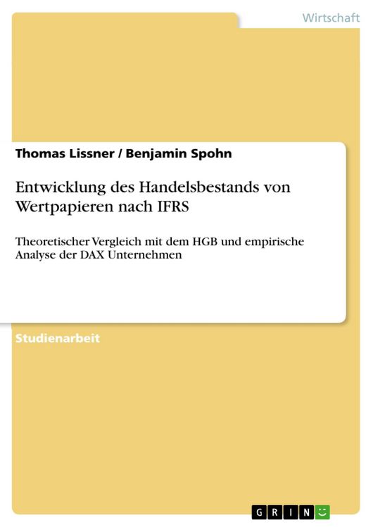 Produktbild: Entwicklung des Handelsbestands von Wertpapieren nach IFRS