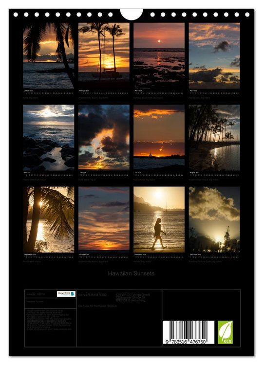 Produktbild: Hawaiian Sunsets (Wandkalender 2026 DIN A4 hoch), CALVENDO Monatskalender