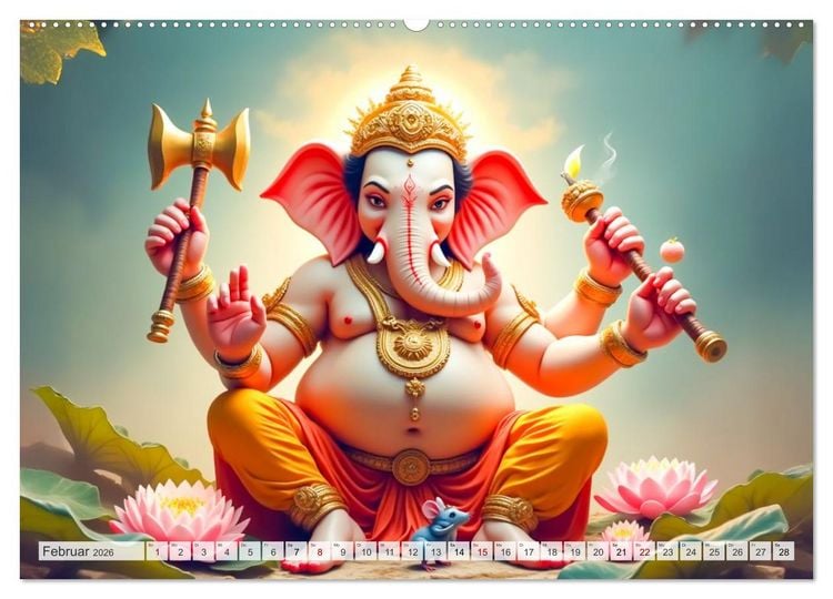 Produktbild: Hinduistische Mythologie - G&ouml;tter, Helden und Monster (hochwertiger Premium Wandkalender 2026 DIN A2 quer), Kunstdruck in Hochglanz
