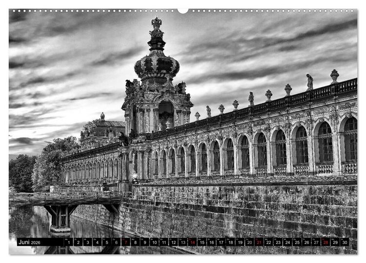 Produktbild: Dresden Faszination Schwarz Weiss (Wandkalender 2026 DIN A2 quer), CALVENDO Monatskalender