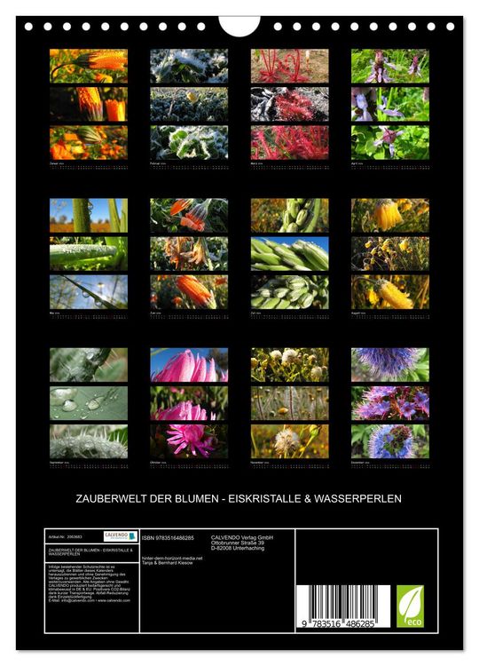 Produktbild: ZAUBERWELT DER BLUMEN - EISKRISTALLE & WASSERPERLEN (Wandkalender 2026 DIN A4 hoch), CALVENDO Monatskalender
