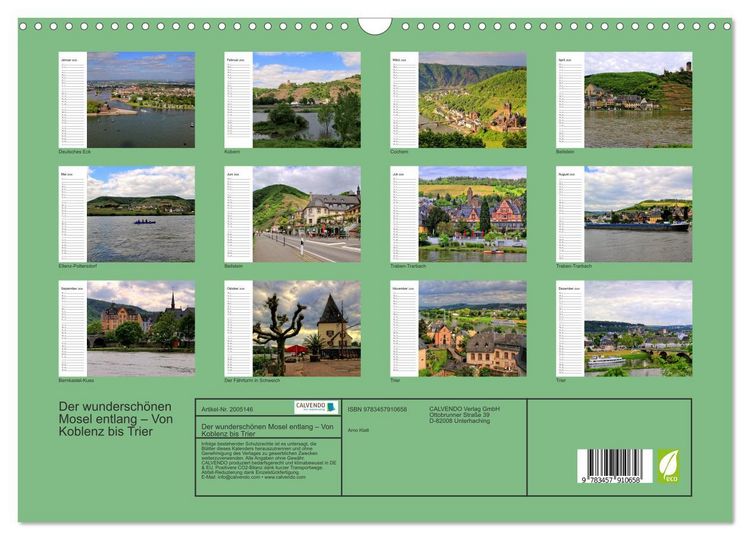 Produktbild: Der wundersch&ouml;nen Mosel entlang &ndash; Von Koblenz bis Trier (Wandkalender 2026 DIN A3 quer), CALVENDO Monatskalender