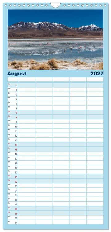 Produktbild: Familienplaner 2027 - Bolivien Andenlandschaften mit 5 Spalten (Wandkalender, 21 x 45 cm) CALVENDO