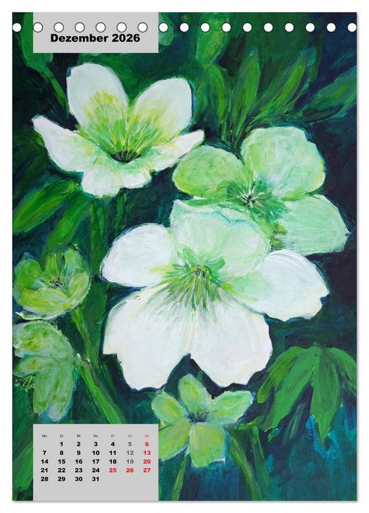 Produktbild: Blumen in Acryl (Tischkalender 2026 DIN A5 hoch), CALVENDO Monatskalender
