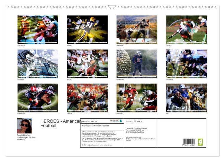 Produktbild: HEROES - American Football (Wandkalender 2026 DIN A2 quer), CALVENDO Monatskalender