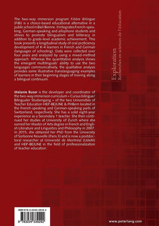 Produktbild: Two-Way Immersion in Biel/Bienne, Switzerland: Multilingual Education in the Public Primary School Fili&egrave;re Bilingue (FiBi)