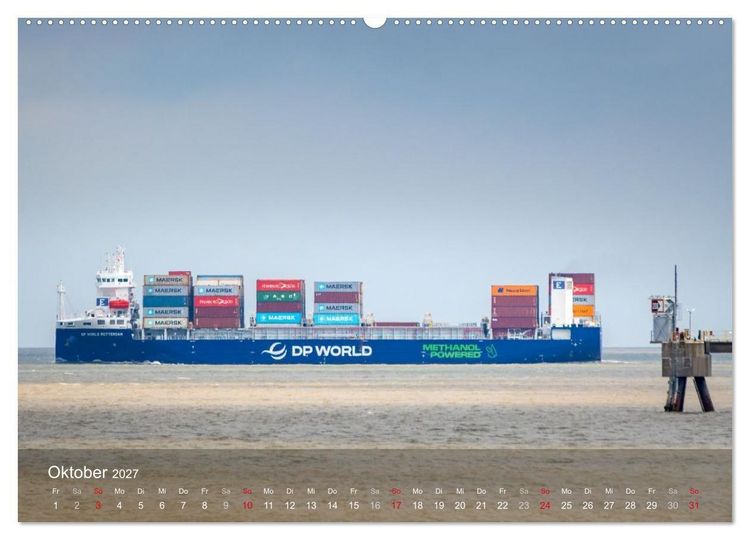 Produktbild: Schifffahrt entlang der Jade zwischen Wilhelmshaven und Hooksiel (hochwertiger Premium Wandkalender 2027 DIN A2 quer), Kunstdruck in Hochglanz