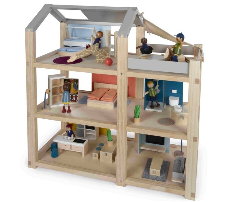Produktbild: Puppenhaus Natur mit M&ouml;beln