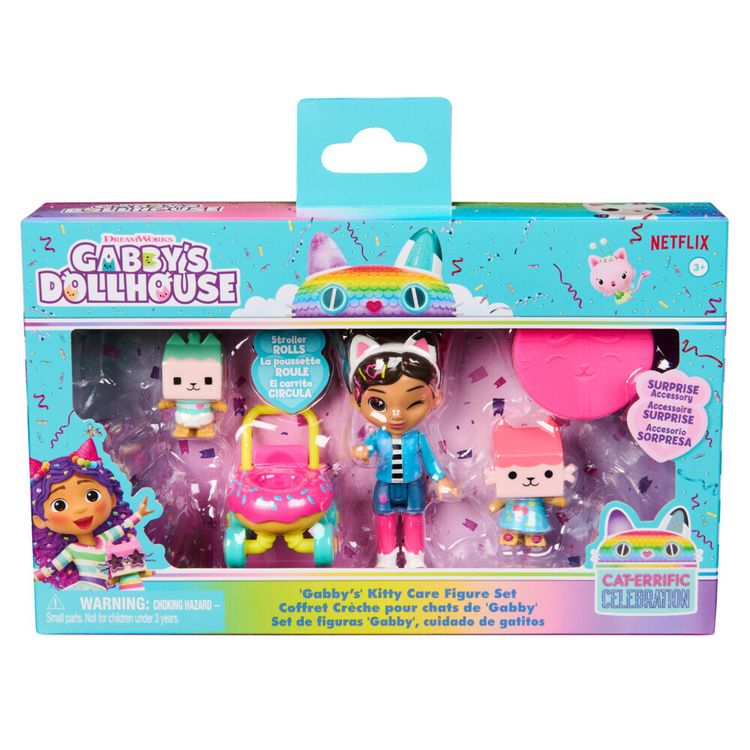 Produktbild: Gabby s Dollhouse, Kitty Care Figuren Set, Gabby mit 2 Katzenfiguren und Kinderwagen