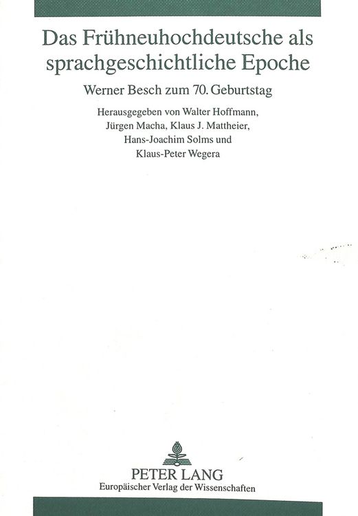 Produktbild: Das Fruehneuhochdeutsche als sprachgeschichtliche Epoche
