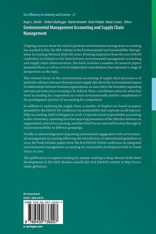 Produktbild: Environmental Management Accounting and Supply Chain Management
