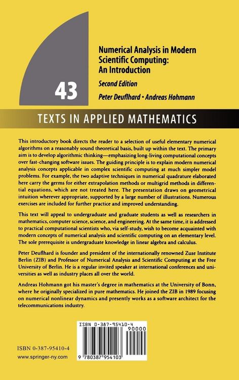 Produktbild: Numerical Analysis in Modern Scientific Computing