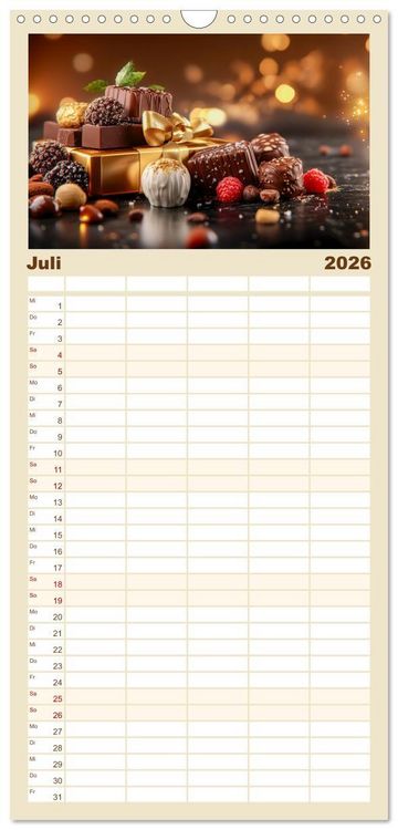 Produktbild: Familienplaner 2026 - Sch&auml;tze der Confiserie Kunst mit 5 Spalten (Wandkalender, 21 x 45 cm) CALVENDO
