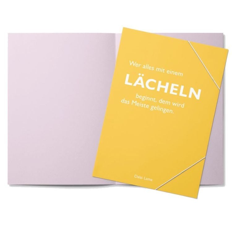 Produktbild: Sammelmappe A4, "Wer alles mit einem L&auml;cheln beginnt, dem wird das Meiste gelingen." (Dalai Lama)