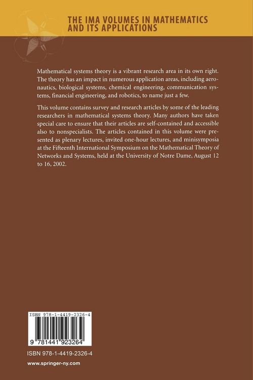 Produktbild: Mathematical Systems Theory in Biology, Communications, Computation and Finance