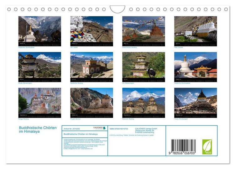 Produktbild: Buddhistische Ch&ouml;rten im Himalaya (Wandkalender 2026 DIN A4 quer), CALVENDO Monatskalender