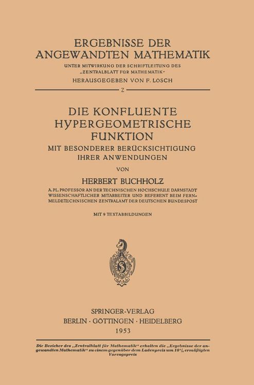 Produktbild: Die Konfluente Hypergeometrische Funktion