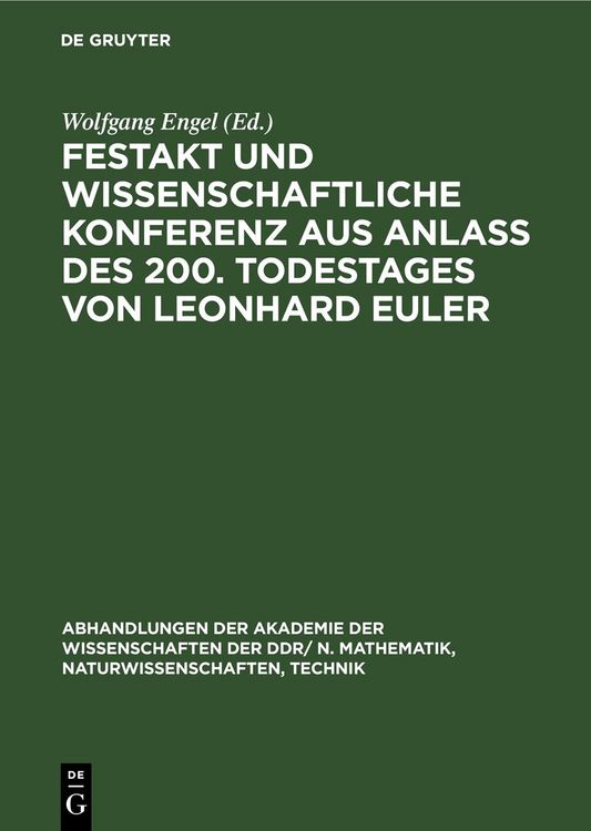 Produktbild: Festakt und Wissenschaftliche Konferenz aus Anla&szlig; des 200. Todestages von Leonhard Euler