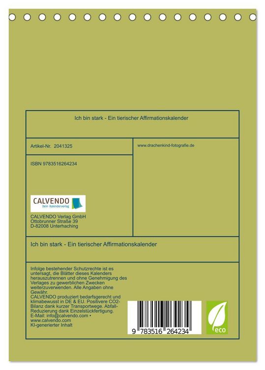 Produktbild: Ich bin stark - Ein tierischer Affirmationskalender (Tischkalender 2026 DIN A5 hoch), CALVENDO Monatskalender