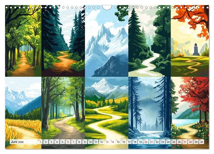 Produktbild: Landschaften in bunten Fragmenten (Wandkalender 2026 DIN A3 quer), CALVENDO Monatskalender