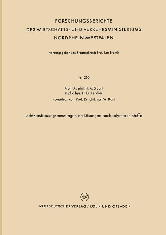 Produktbild: Lichtzerstreuungsmessungen an L&ouml;sungen hochpolymerer Stoffe