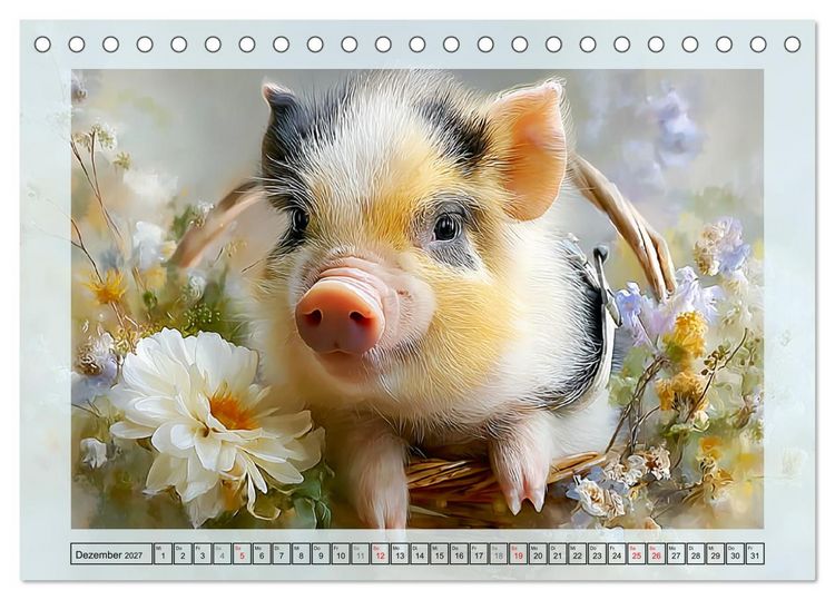Produktbild: Mini-Schweinchen. Herzensbrecher im Garten (Tischkalender 2027 DIN A5 quer), CALVENDO Monatskalender