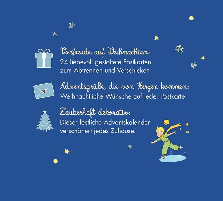 Produktbild: Postkarten-Adventskalender. Der Kleine Prinz. 24 liebe W&uuml;nsche f&uuml;r dich