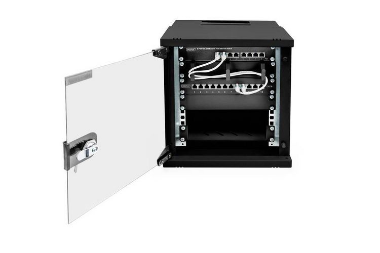 Produktbild: Digitus DN-49101 10 Zoll Wandgeh&auml;use 6 HE Schwarz, Schwarz (RAL 9005)