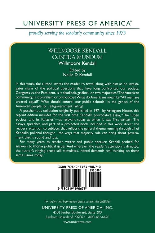 Produktbild: Willmoore Kendall Contra Mundum