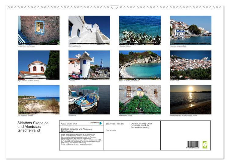 Produktbild: Skiathos Skopelos und Alonissos Griechenland (Wandkalender 2026 DIN A2 quer), CALVENDO Monatskalender