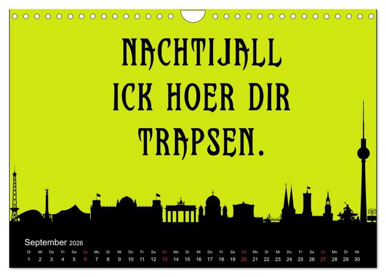 Produktbild: Berliner Mundart (Wandkalender 2026 DIN A4 quer), CALVENDO Monatskalender
