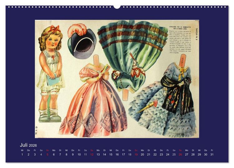 Produktbild: Alte europ&auml;ische Ankleidepuppen aus Papier (Wandkalender 2026 DIN A2 quer), CALVENDO Monatskalender