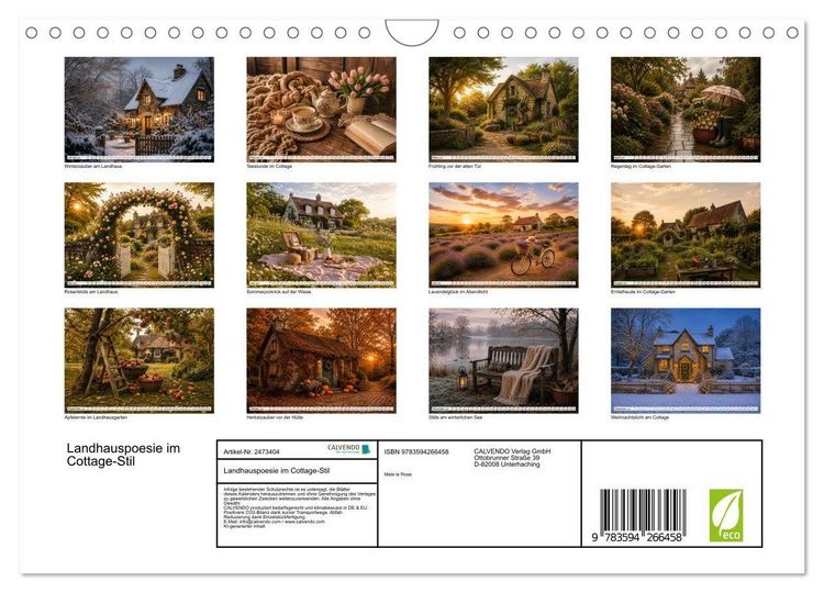 Produktbild: Landhauspoesie im Cottage-Stil (Wandkalender 2027 DIN A4 quer), CALVENDO Monatskalender