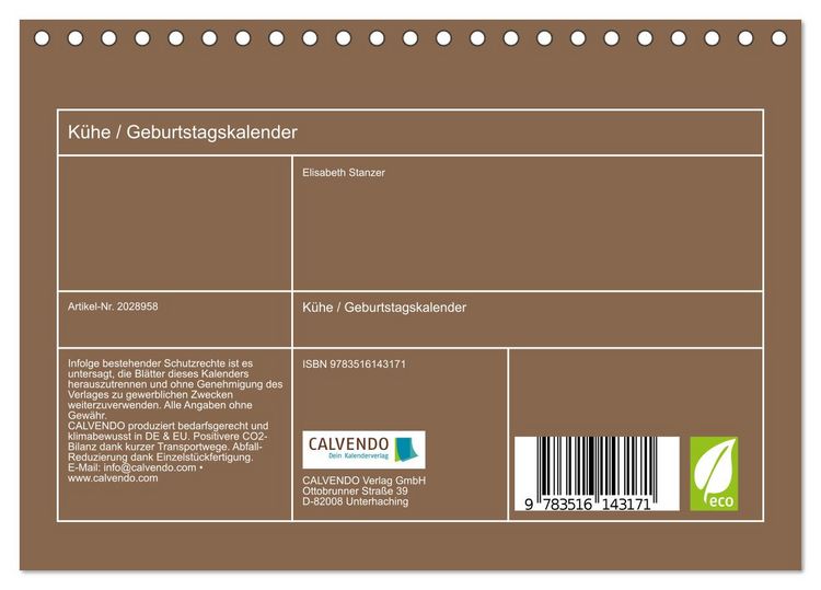 Produktbild: K&uuml;he / Geburtstagskalender (Tischkalender 2026 DIN A5 quer), CALVENDO Monatskalender