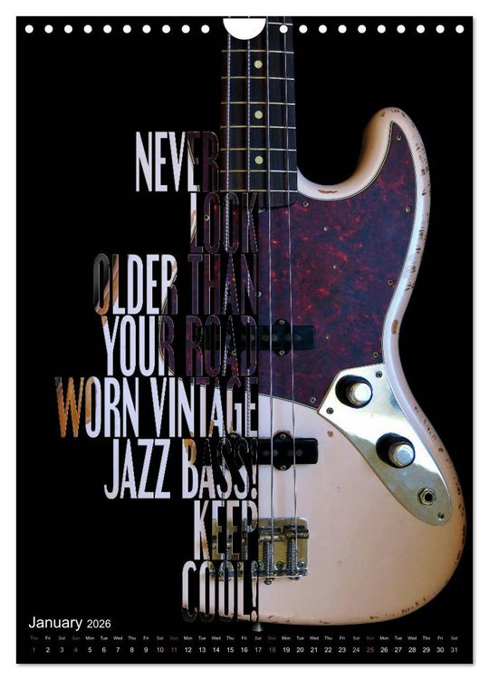 Produktbild: Rock Guitar Beauties (Wall Calendar 2026 DIN A4 portrait), CALVENDO 12 Month Wall Calendar