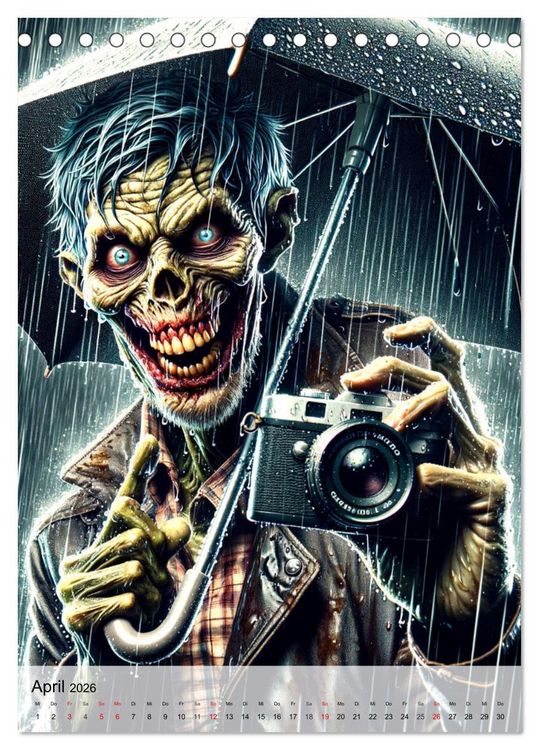 Produktbild: Zombie Selfies - Ein humorvoller Blick auf das untote Dasein (Tischkalender 2026 DIN A5 hoch), CALVENDO Monatskalender