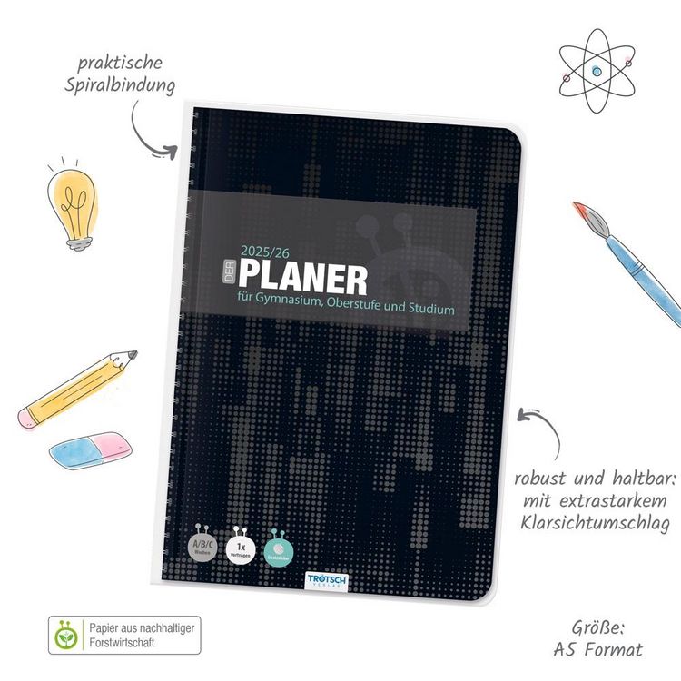 Produktbild: Tr&ouml;tsch Gymnasialplaner Dark 25/26