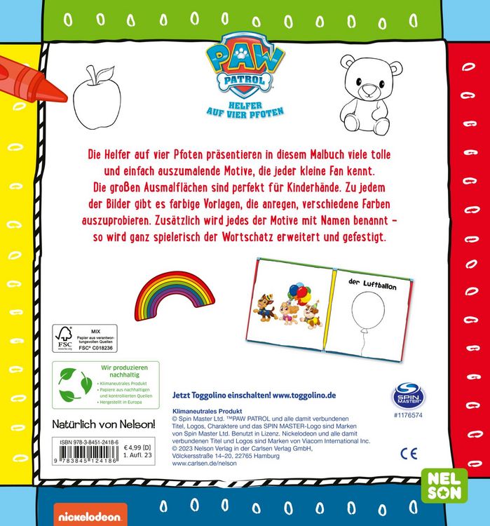 Produktbild: PAW Patrol Lernbuch: Mein erstes Malbuch
