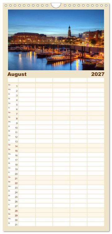 Produktbild: Familienplaner 2027 - Hamburg mit 5 Spalten (Wandkalender, 21 x 45 cm) CALVENDO