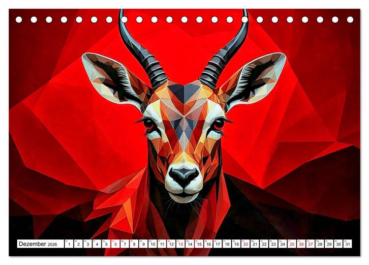 Produktbild: Low Poly Wildlife (Tischkalender 2026 DIN A5 quer), CALVENDO Monatskalender