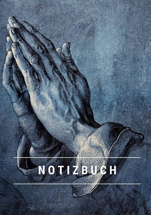 Produktbild: Notizbuch klein A5 Blanko - Notizheft 44 Seiten 90g/m&sup2; - Softcover Albrecht D&uuml;rer "Betende H&auml;nde