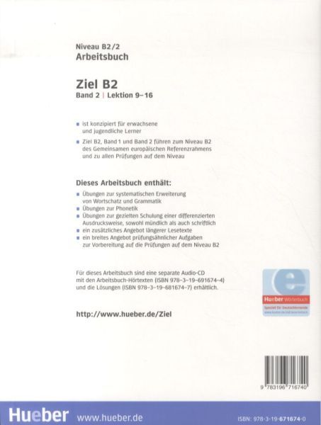 Produktbild: Ziel B2, Band 2. Lektion 9-16. Arbeitsbuch ohne Lerner CD/CD-ROM